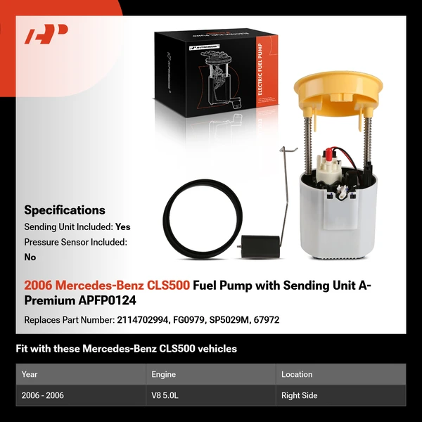 2006 Mercedes-Benz CLS500 Fuel Pump with Sending Unit A-Premium APFP0124