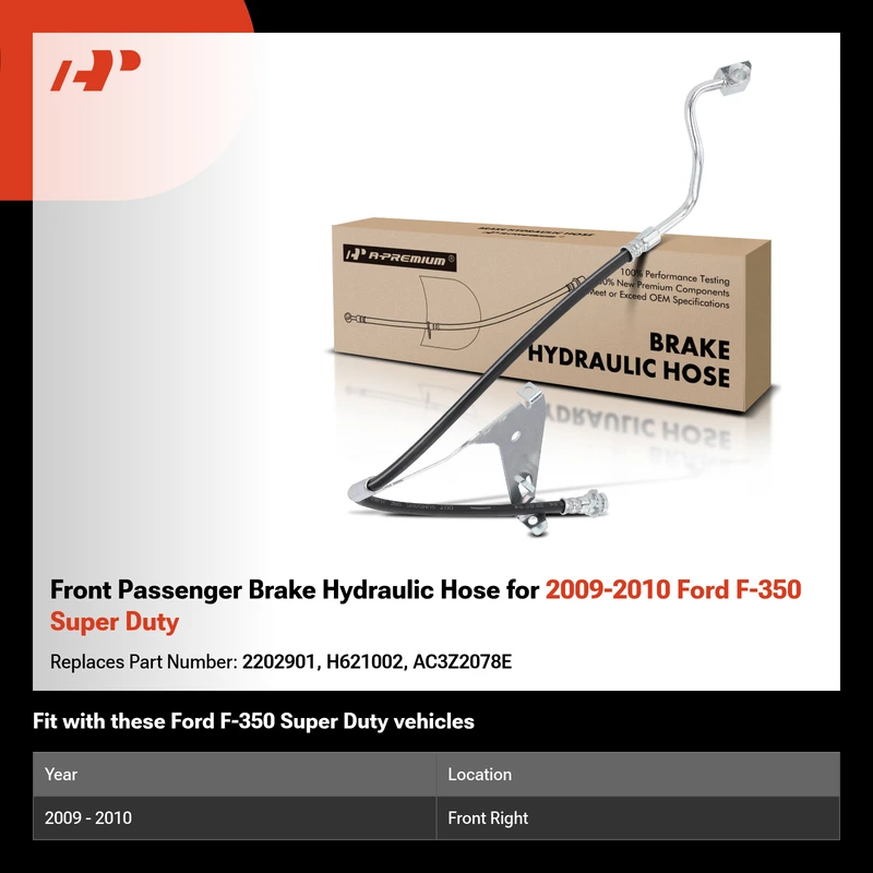 Front Passenger Brake Hydraulic Hose for 2009-2010 Ford F-350 Super Duty