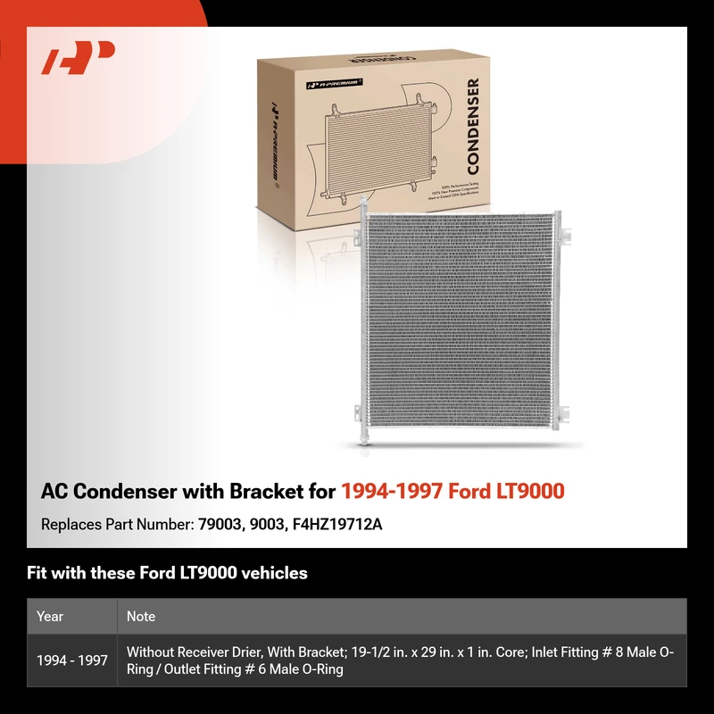 AC Condenser with Bracket for 1994-1997 Ford LT9000