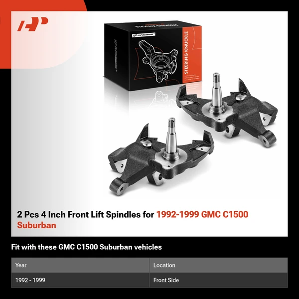 2 Pcs 4 Inch Front Lift Spindles for 1992-1999 GMC C1500 Suburban