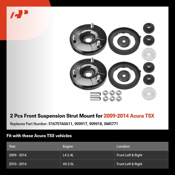 2 Pcs Front Suspension Strut Mount for 2009-2014 Acura TSX