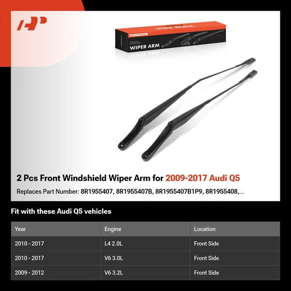 2 Pcs Front Windshield Wiper Arm for 2009-2017 Audi Q5