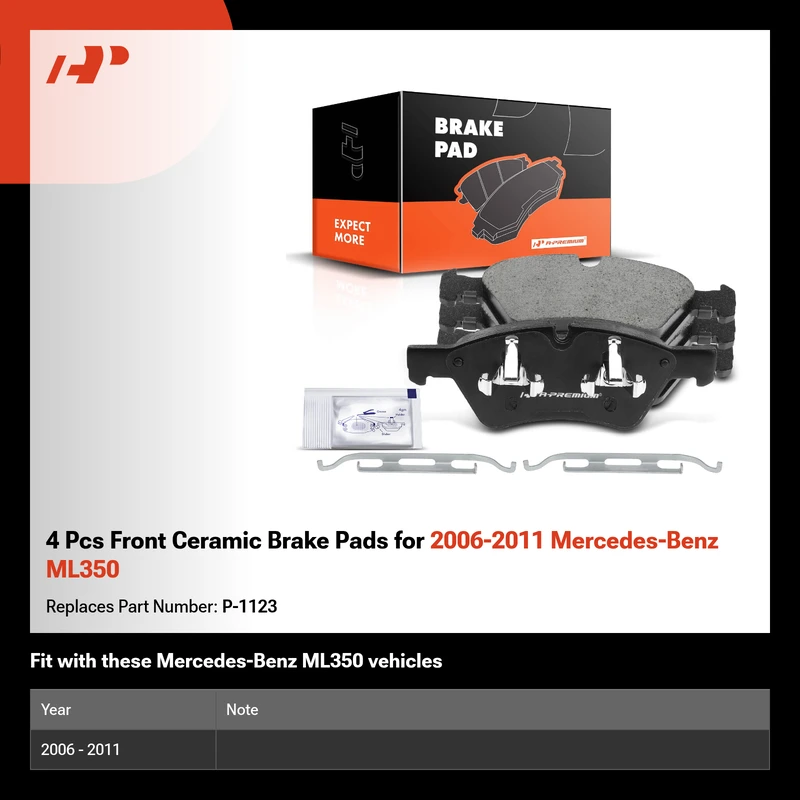 4 Pcs Front Ceramic Brake Pads for 2006-2011 Mercedes-Benz ML350