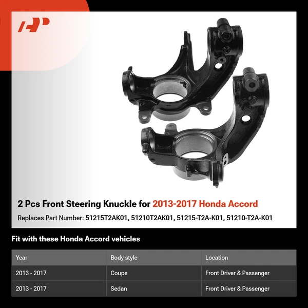 2 Pcs Front Steering Knuckle for 2013-2017 Honda Accord