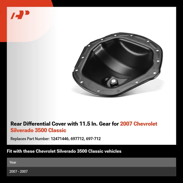 Rear Differential Cover with 11.5 In. Gear for 2007 Chevrolet Silverado 3500 Classic