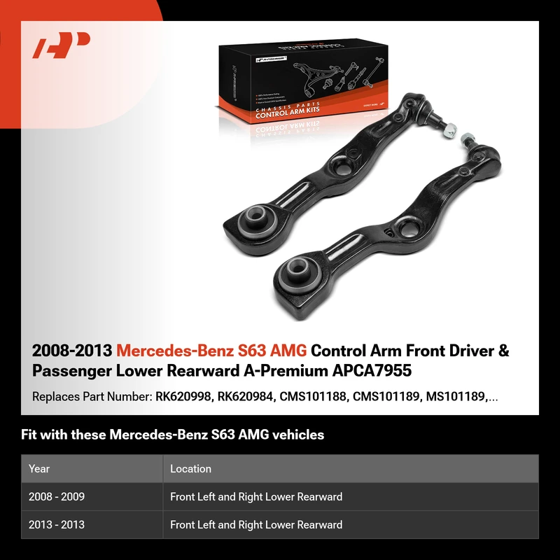 2008-2013 Mercedes-Benz S63 AMG Control Arm Front Driver & Passenger Lower Rearward A-Premium APCA7955