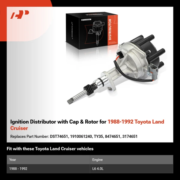 Ignition Distributor with Cap & Rotor for 1988-1992 Toyota Land Cruiser