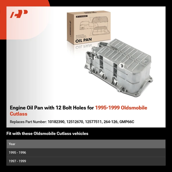 Engine Oil Pan with 12 Bolt Holes for 1995-1999 Oldsmobile Cutlass