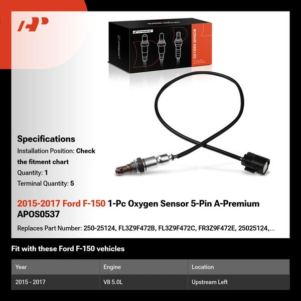 2015-2017 Ford F-150 1-Pc Oxygen Sensor 5-Pin A-Premium APOS0537