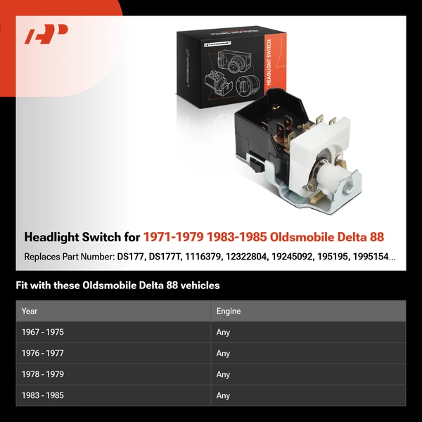 Headlight Switch for 1971-1979 1983-1985 Oldsmobile Delta 88