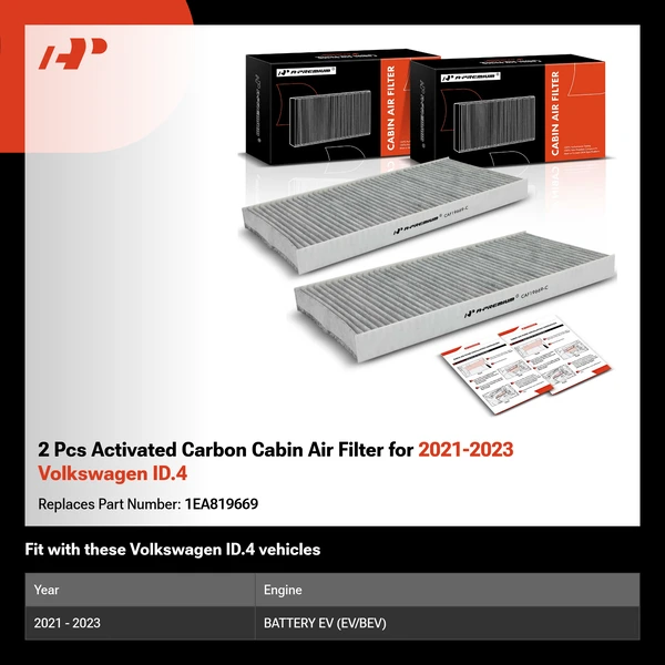 2 Pcs Activated Carbon Cabin Air Filter for 2021-2023 Volkswagen ID.4