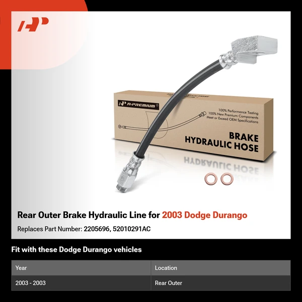 Rear Outer Brake Hydraulic Line for 2003 Dodge Durango