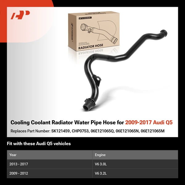 Cooling Coolant Radiator Water Pipe Hose for 2009-2017 Audi Q5