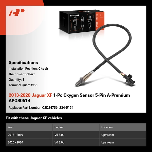 2013-2020 Jaguar XF 1-Pc Oxygen Sensor 5-Pin A-Premium APOS0614