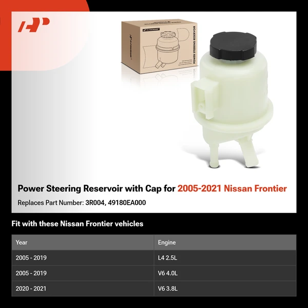 Power Steering Reservoir with Cap for 2005-2021 Nissan Frontier