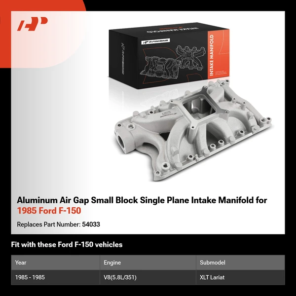 Aluminum Air Gap Small Block Single Plane Intake Manifold for 1985 Ford F-150