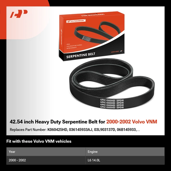 42.54 inch Heavy Duty Serpentine Belt for 2000-2002 Volvo VNM