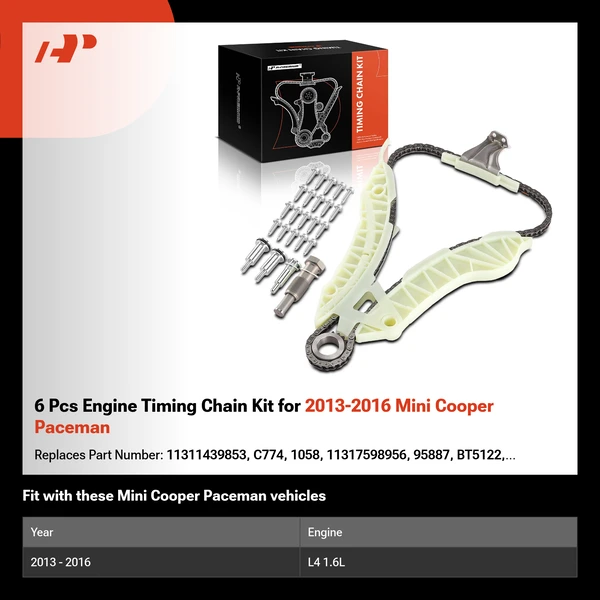 6 Pcs Engine Timing Chain Kit for 2013-2016 Mini Cooper Paceman