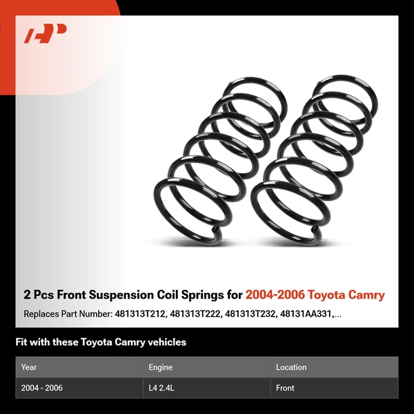 2 Pcs Front Suspension Coil Springs for 2004-2006 Toyota Camry