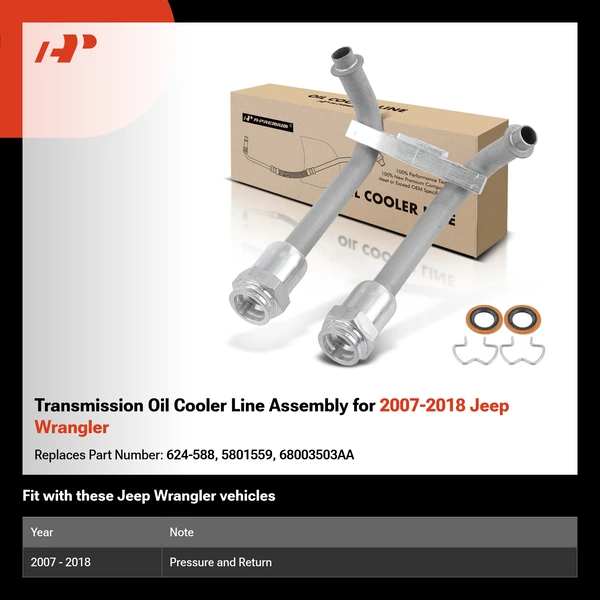 Transmission Oil Cooler Line Assembly for 2007-2018 Jeep Wrangler