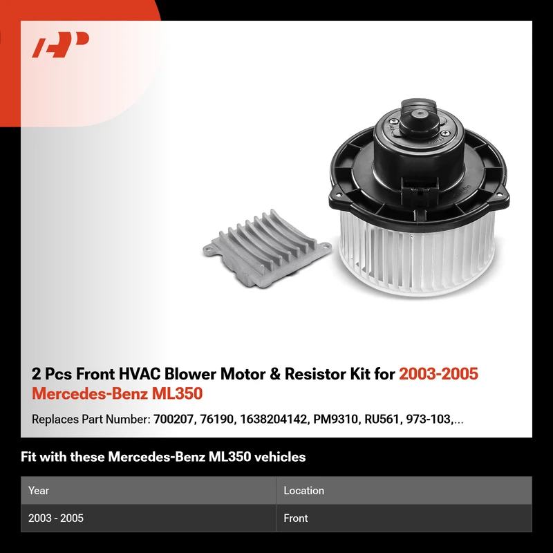 2 Pcs Front HVAC Blower Motor & Resistor Kit for 2003-2005 Mercedes-Benz ML350
