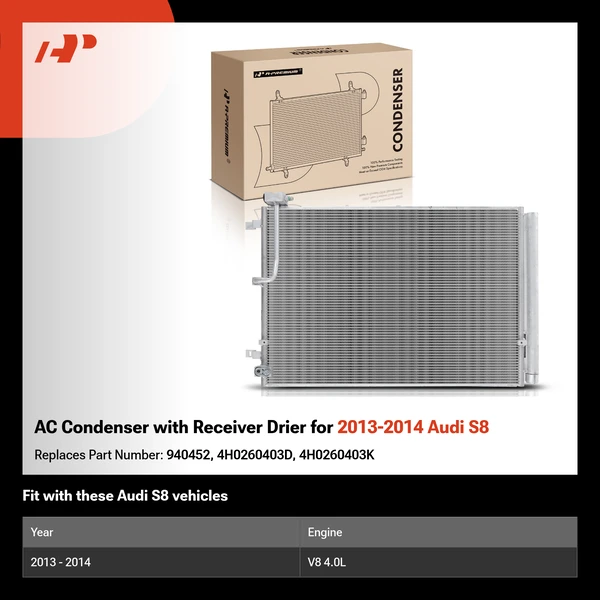 AC Condenser with Receiver Drier for 2013-2014 Audi S8