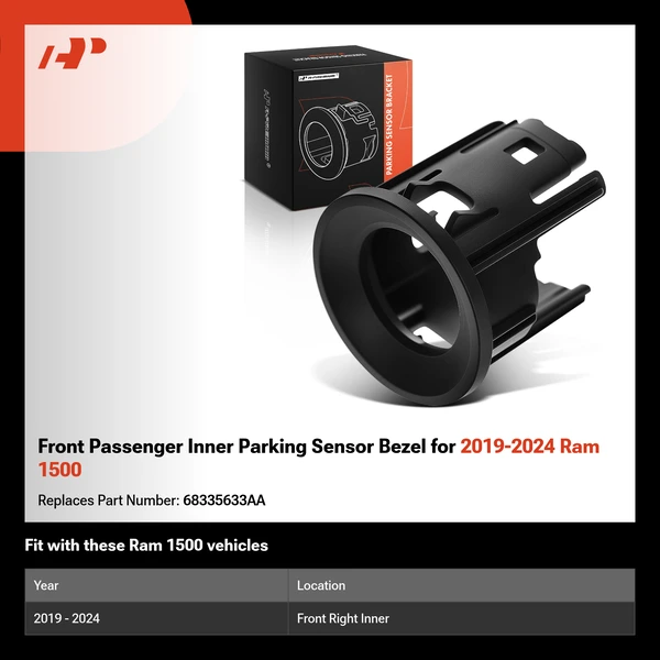 Front Passenger Inner Parking Sensor Bezel for 2019-2024 Ram 1500