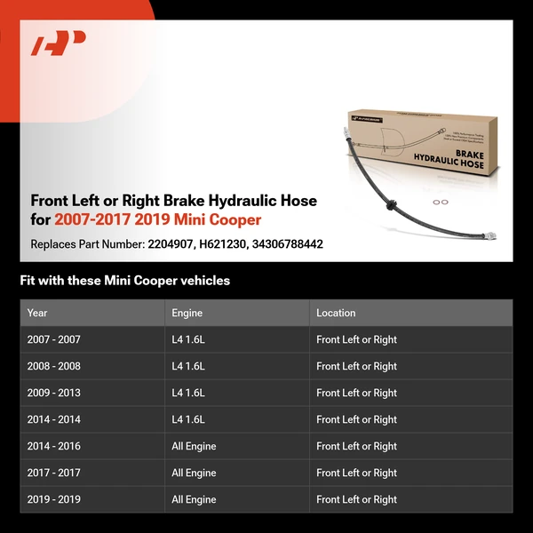 Front Left or Right Brake Hydraulic Hose for 2007-2017 2019 Mini Cooper