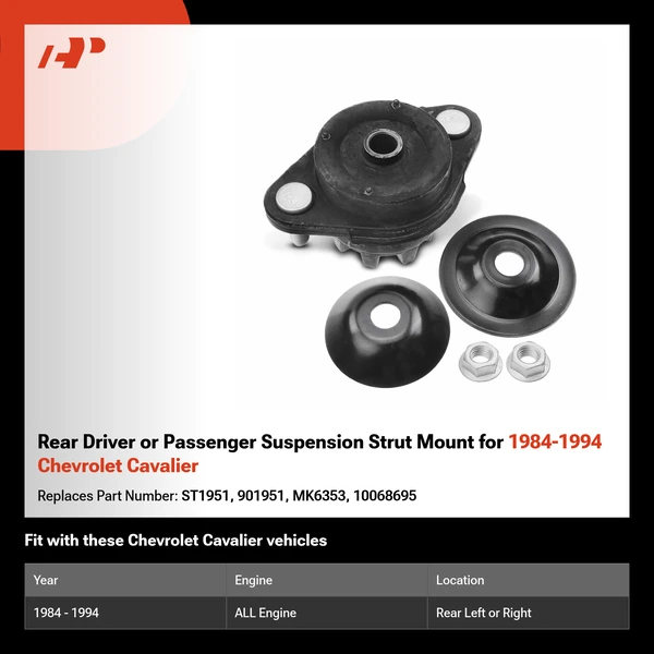 Rear Driver or Passenger Suspension Strut Mount for 1984-1994 Chevrolet Cavalier