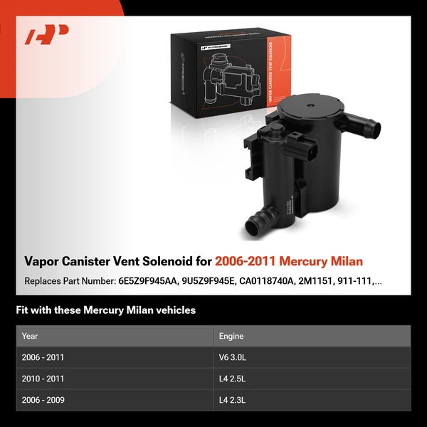 Vapor Canister Vent Solenoid for 2006-2011 Mercury Milan