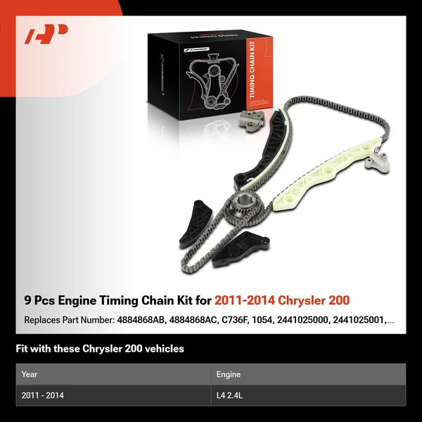 9 Pcs Engine Timing Chain Kit for 2011-2014 Chrysler 200