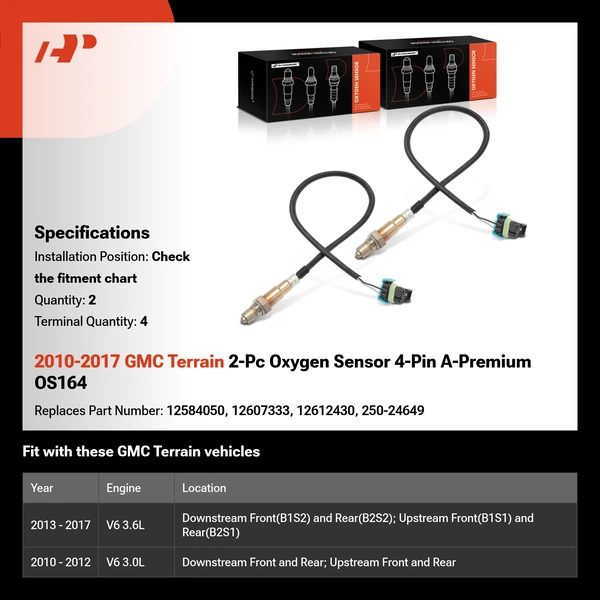 2010-2017 GMC Terrain 2-Pc Oxygen Sensor 4-Pin A-Premium OS164
