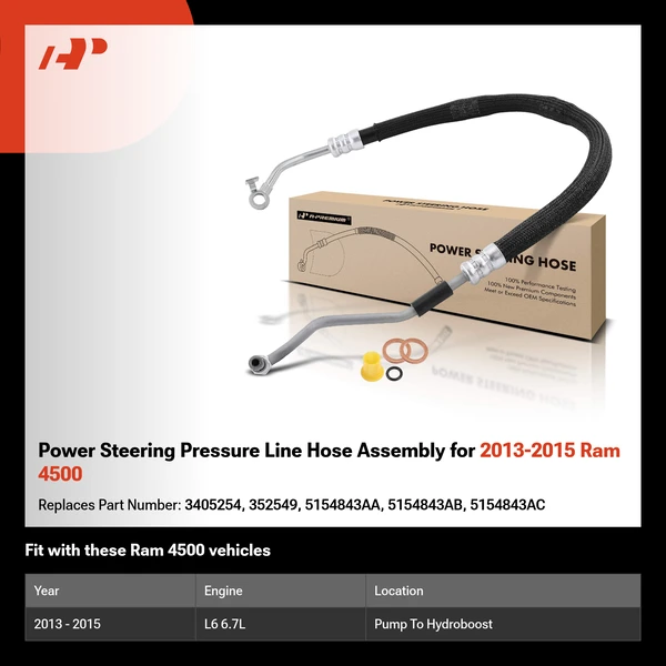 Power Steering Pressure Line Hose Assembly for 2013-2015 Ram 4500