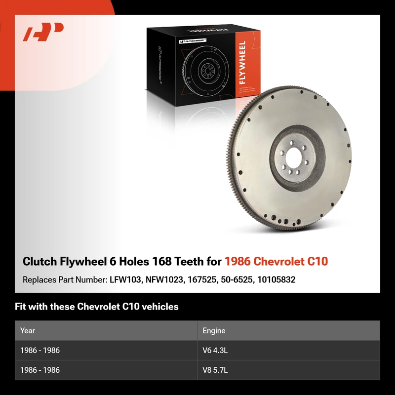 Clutch Flywheel 6 Holes 168 Teeth for 1986 Chevrolet C10