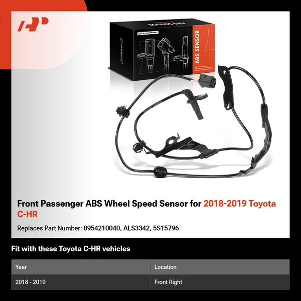 Front Passenger ABS Wheel Speed Sensor for 2018-2019 Toyota C-HR
