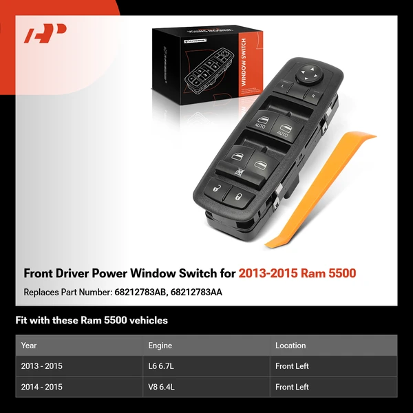 Front Driver Power Window Switch for 2013-2015 Ram 5500