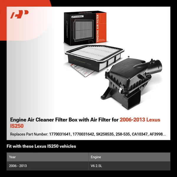 Engine Air Cleaner Filter Box with Air Filter for 2006-2013 Lexus IS250
