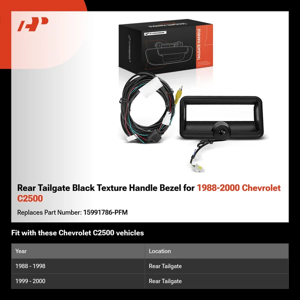 Rear Tailgate Black Texture Handle Bezel for 1988-2000 Chevrolet C2500
