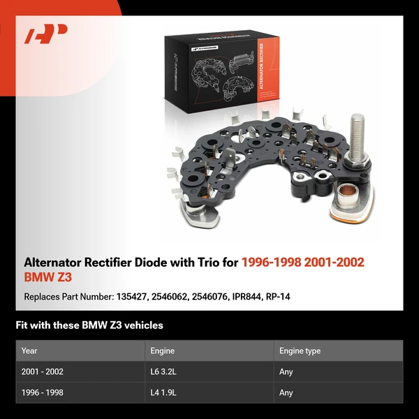 Alternator Rectifier Diode with Trio for 1996-1998 2001-2002 BMW Z3