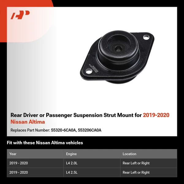 Rear Driver or Passenger Suspension Strut Mount for 2019-2020 Nissan Altima
