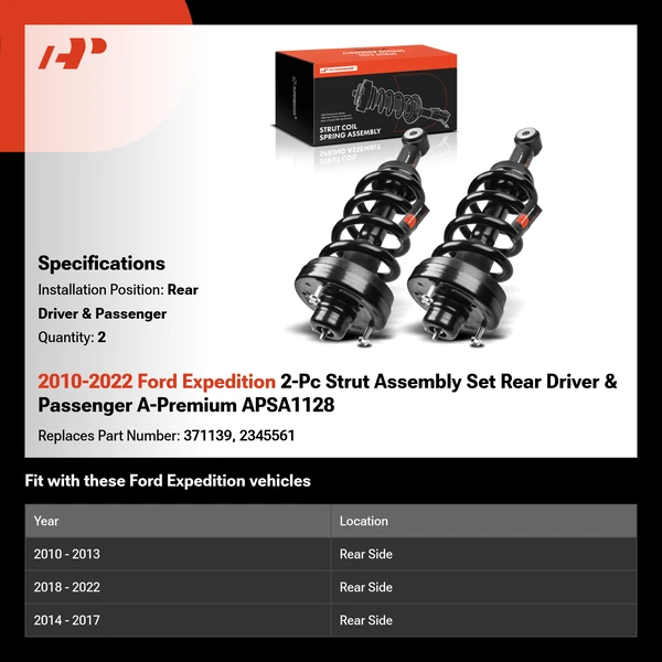 2010-2022 Ford Expedition 2-Pc Strut Assembly Set Rear Driver & Passenger A-Premium APSA1128