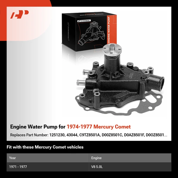 Engine Water Pump for 1974-1977 Mercury Comet