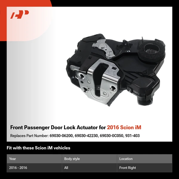 Front Passenger Door Lock Actuator for 2016 Scion iM