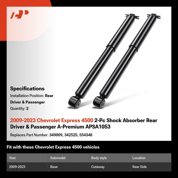 2009-2023 Chevrolet Express 4500 2-Pc Shock Absorber Rear Driver & Passenger A-Premium APSA1053