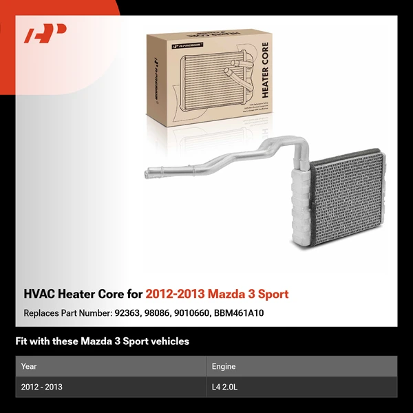 HVAC Heater Core for 2012-2013 Mazda 3 Sport
