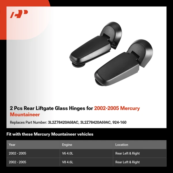 2 Pcs Rear Liftgate Glass Hinges for 2002-2005 Mercury Mountaineer
