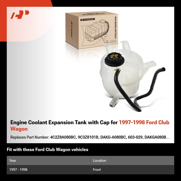 Engine Coolant Expansion Tank with Cap for 1997-1998 Ford Club Wagon