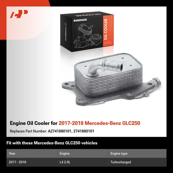 Engine Oil Cooler for 2017-2018 Mercedes-Benz GLC250