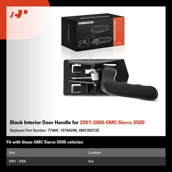 Black Interior Door Handle for 2001-2006 GMC Sierra 3500
