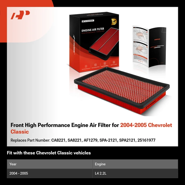 Front High Performance Engine Air Filter for 2004-2005 Chevrolet Classic